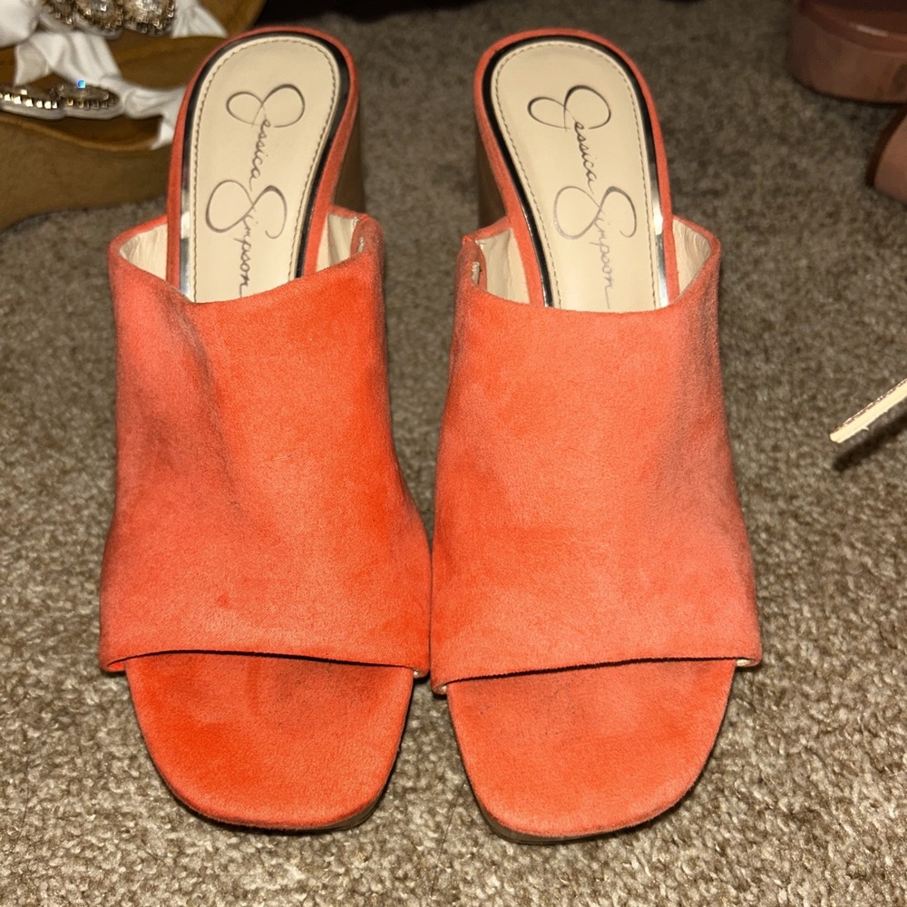 Jessica Simpson Shantelle Peach Sherbert Supreme Microsuede Womens Size 9M